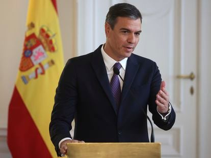 El presidente de España, Pedro Sánchez, durante su viaje este fin de semana a Bosnia.