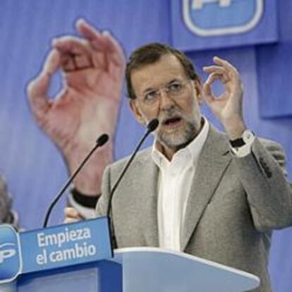 El presidente del PP, Mariano Rajoy, en La Coruña