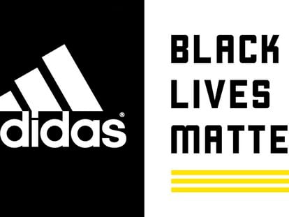 Logotipos oficiales de Adidas y de la Black Lives Matter Global Network Foundation.