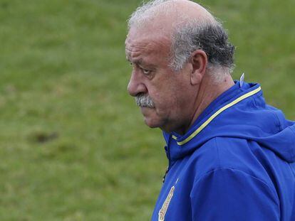 Del Bosque en un entrenamiento de Espa&ntilde;a.