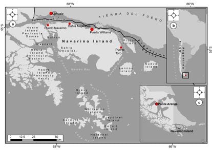 Mapa de la ciudad más al sur del mundo