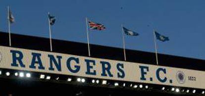 Parte del estadio Ibrox Park, sede del equipo de la Liga Premier Escocesa los Glasgow Rangers en Glasgow (Reino Unido). EFE/Archivo