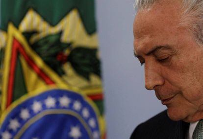 Michel Temer en su comparecencia de prensa en Planalto