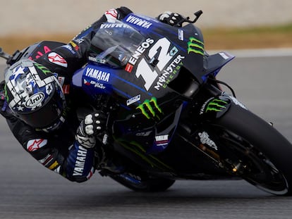 El piloto español de MotoGP, Maverick Viñales, en acción.