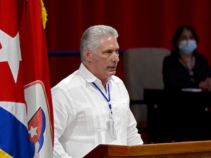 El presidente cubano, Miguel Díaz-Canel, en el VIII Congreso del PCC.