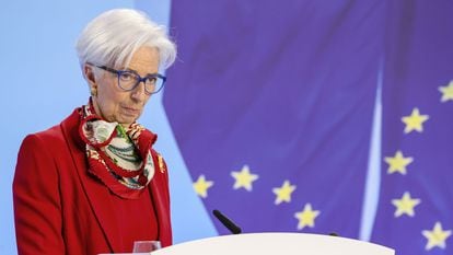 Christine Lagarde, durante la conferencia de prensa de este jueves.