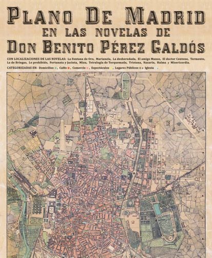 Plano del Madrid de Benito Pérez Galdós, elaborado por el equipo de Aventuras Literarias.  