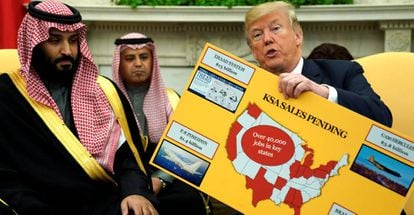 El pr&iacute;ncipe saud&iacute; Mohammed bin Salman con el presidente Trump el pasado 20 de abril en el despacho oval.