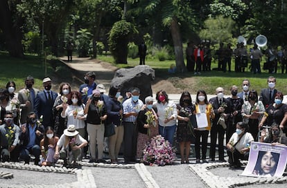 Ceremonia de la declaración del monumento por las víctimas como patrimonio nacional del Perú, este martes.