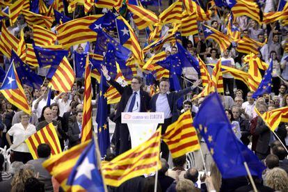 Artur Mas, ayer en el mitin final de la campaña de Convergència i Unió en Barcelona