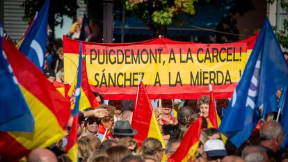 Manifestación del PP contra la amnistía, este domingo.