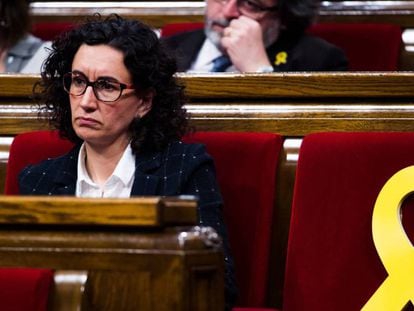 La secretaria general de ERC, Marta Rovira, este jueves en el Parlament.