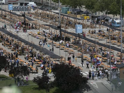 Zona de restauración al aire libre situada en el Ifema, el pasado mayo.