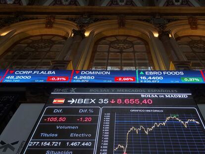 La Bolsa española bajó hoy el 1,2 %, perjudicada por la caída de la banca y de los mercados internacionales por el temor de los inversores a la quiebra de la inmobiliaria china Evergrande.