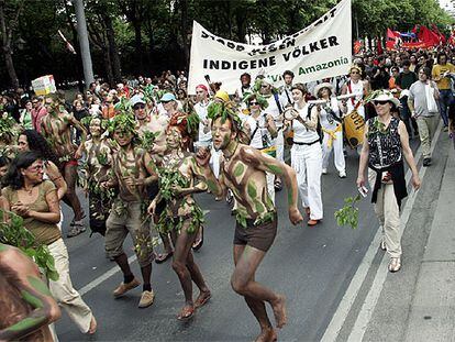 Manifestación ecologista e indigenista en Viena durante el encuentro UE-Latinoamérica la semana pasada.