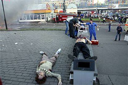 Escena del atentado de hoy en Moscú.