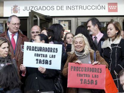 Protesta contra las nuevas tasas judiciales el pasado d&iacute;a 12 en Madrid.