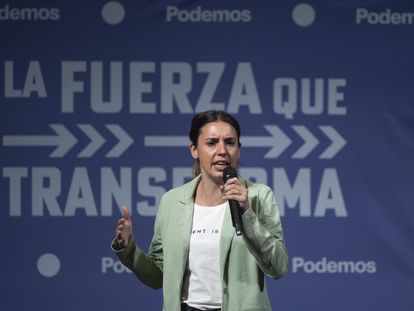 La ministra de Igualdad, Irene Montero, durante un acto de campaña celebrado en Santander