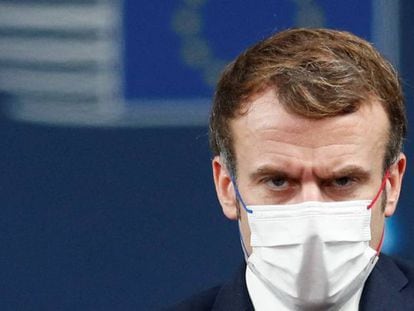 El presidente francés, Emmanuel Macron, este jueves en Bruselas. 