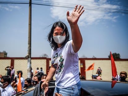 La candidata a la presidencia de Perú Keiko Fujimori, en un mitin el 11 de abril.