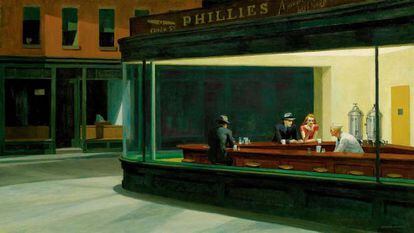 La obra de Hopper 'Los noctámbulos'.