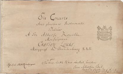 Cubierta de la copia manuscrita de los 'Six Concerts Avec plusieurs Instruments' de Johann Sebastian Bach, conocidos como 'Conciertos de Brandeburgo'.