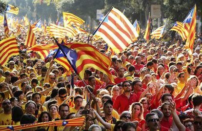 Un momento de la manifestación en Barcelona de la última Diada.