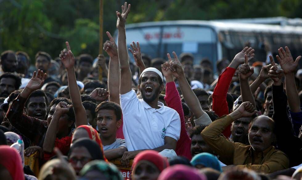 Protestas de la comunidad musulmana en la India tras el fallo.