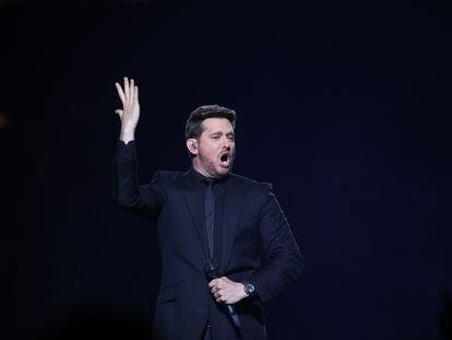 El cantante y compositor Michael Bublé durante su actuación  en Madrid esta semana. Ricardo Rubio / Europa Press