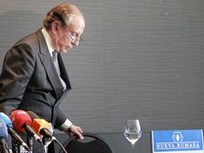 José María Ruiz-Mateos, antes de ofrecer una rueda de prensa.