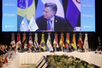 Mauricio Macri abre la cumbre de presidentes del Mercosur realizada el 21 de julio en Mendoza, Argentina.