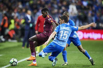 Dembélé, ante el Málaga en La Rosaleda.