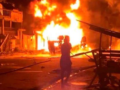 La explosión de un camión de gasolina en Cap-Haitien el 14 de diciembre 2021.