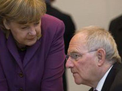 &Aacute;ngela Merkel, canciller alemana, y su ministro de Finanzas Wolfgang Schaeuble
