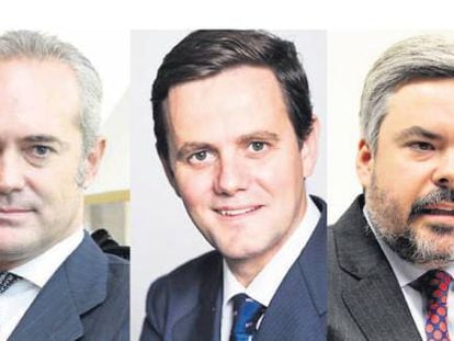 Diego Fernández de Henestrosa y Argüelles, presidente de Banco Alcalá; Francisco Gómez-Trenor y García del Moral, director general de Mirabaud Wealth Management, Borja Astarloa Echevarrieta, responsable de banca privada en España de JP Morgan; Manuel Gutiérrez-Mellado Satrústegui, miembro del equipo de ventas de BlackRock España, y Alberto Rodríguez Fraile, presidente de A&G Banca Privada.