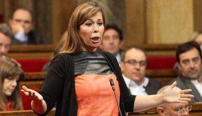 La presidenta del PPC, Alicia Sánchez-Camacho este jueves en el Parlament.