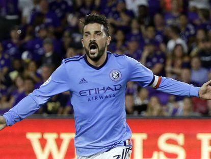 David Villa celebra un gol con el New York City al Orlando City el pasado 21 de mayo.