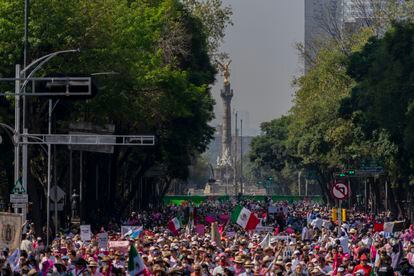 Vista general de la marcha sobre Paseo de la Reforma.