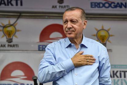 El presidente turco, Recep Tayyip Erdogan, el sábado en un acto de campaña en Estambul.