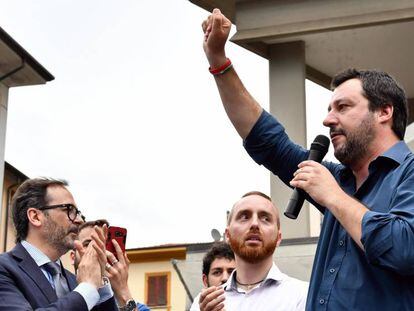 Matteo Salvini, líder  de la Liga, este miércoles a Carrara.