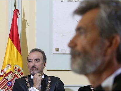 El juez Manuel Marchena, al fondo, durante la apertura del año judicial.