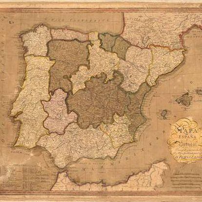 Mapa de España y Portugal (1810) del cartógrafo Tomás López.