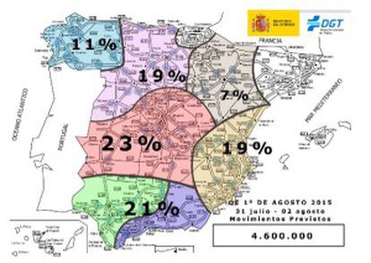 El mapa de desplazamientos elaborado por la DGT.