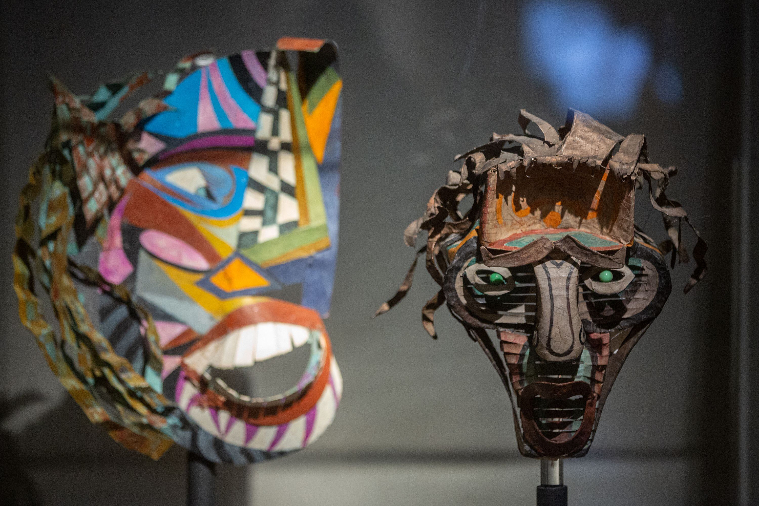Máscaras en la exposición del Museo de San Ildefonso. 
