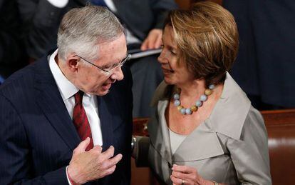 Los l&iacute;deres dem&oacute;cratas del Congreso, Harry Reid y Nancy Pelosi 