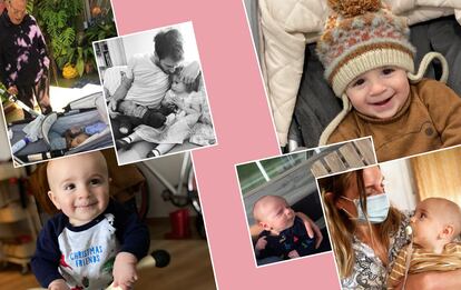 Álbum familiar de Gael Fisher, nacido el 15 de marzo de 2020. En las imágenes aparece con su bisabuelo, al que conoció tras los meses de confinamiento, con su padre y su hermana, y con su madre, la médico Erika López, que tuvo que llevar mascarilla varios días en casa tras un contacto estrecho con un paciente de coronavirus.