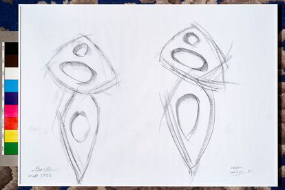 'Arlequines' (1952). Dibujo sobre papel.