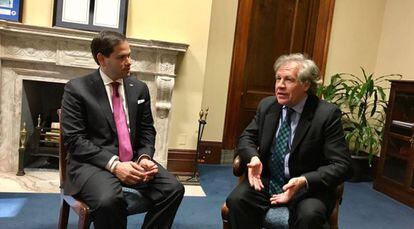 El senador Marco Rubio se reúne con el secretario general de la OEA, Luis Almagro, este martes.