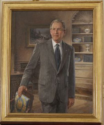 El retrato de Bush, que ya cuelga en la Casa Blanca.