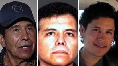 Rafael Caro-Quintero, Ismael "Mayo" Zambada García and Jesús Alfredo Guzmán-Salazar are on the wanted poster that the DEA has placed along the border.
